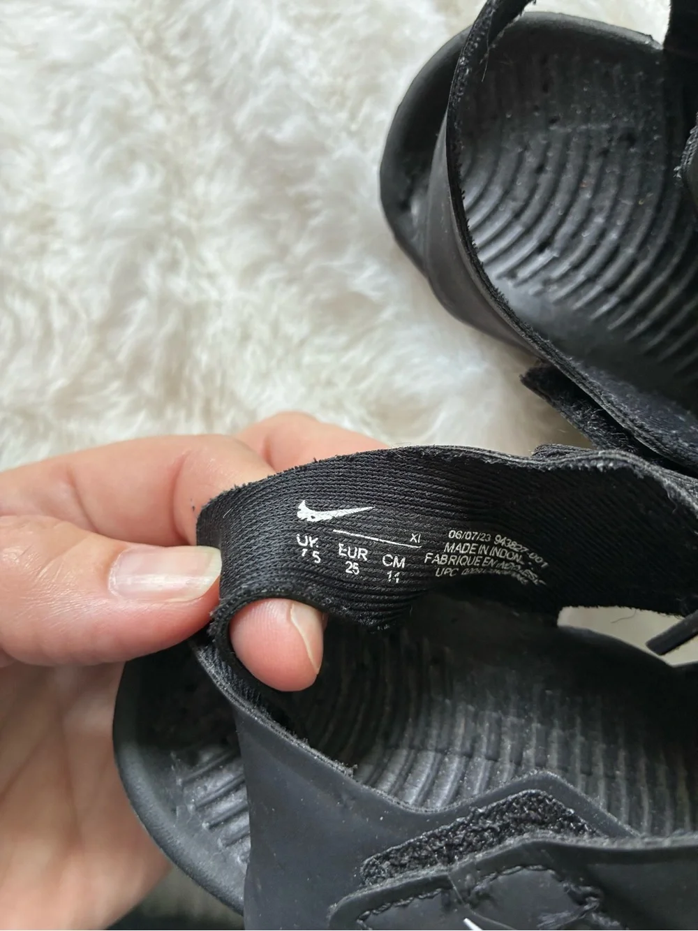 Nike Black Kids' Sport Sandals with White Swoosh